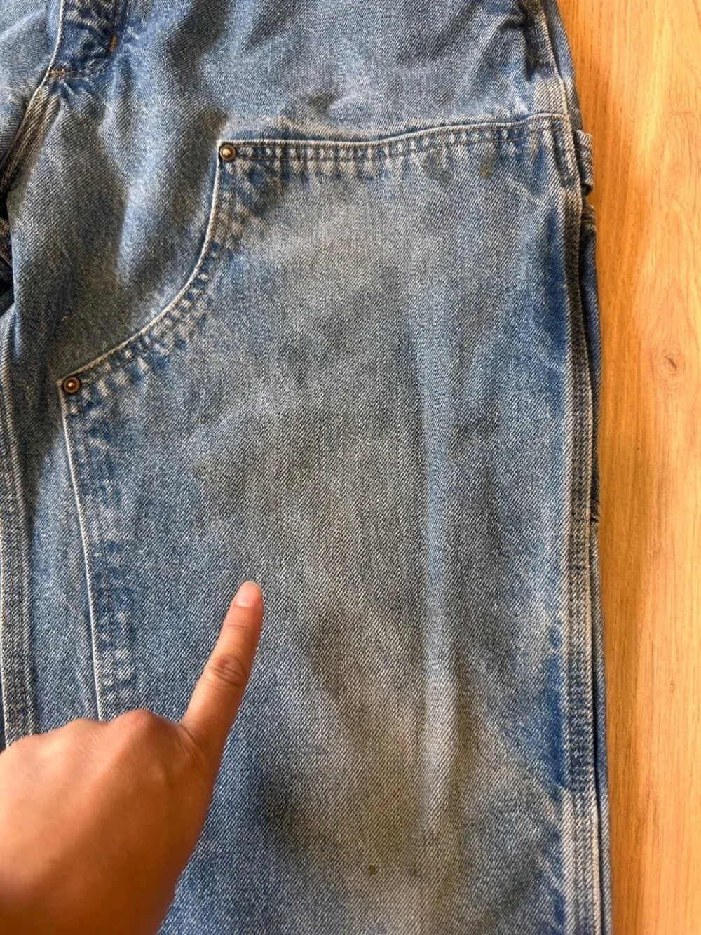 Vintage Carhartt B73 DST Denim Double Knee Pants Men 36x30 Cargo Carpenter Baggy